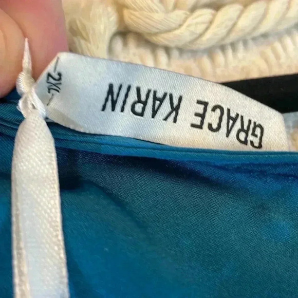 GRACE KARIN Long Sleeve Satin With Slit Elegant Boat Neck High Waist Midi Dress - Picture 6 of 8